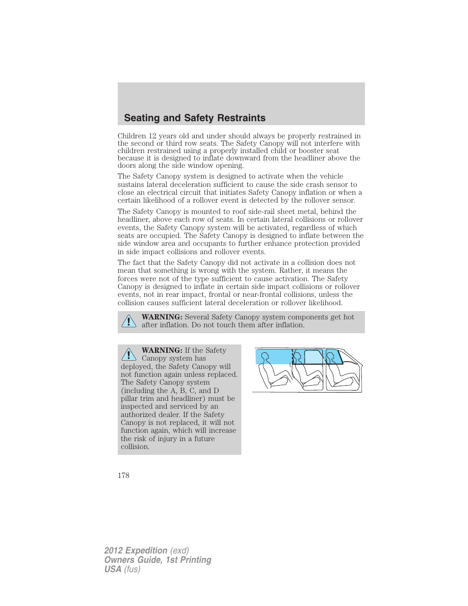 Seating and safety restraints | FORD 2012 Expedition v.1 User Manual | Page 178 / 400