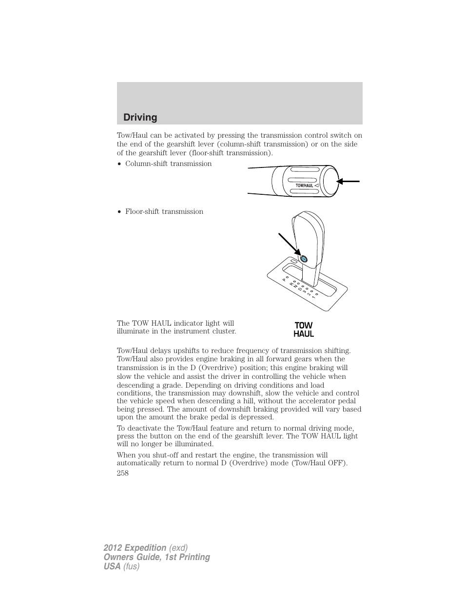 Driving | FORD 2012 Expedition v.1 User Manual | Page 258 / 400