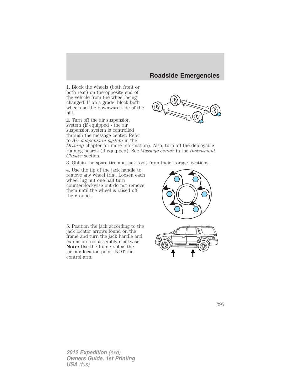 Roadside emergencies | FORD 2012 Expedition v.1 User Manual | Page 295 / 400