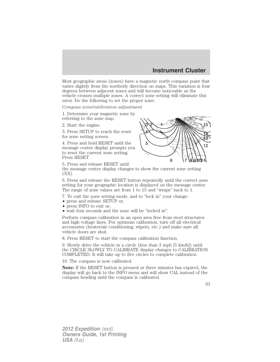 Instrument cluster | FORD 2012 Expedition v.1 User Manual | Page 33 / 400