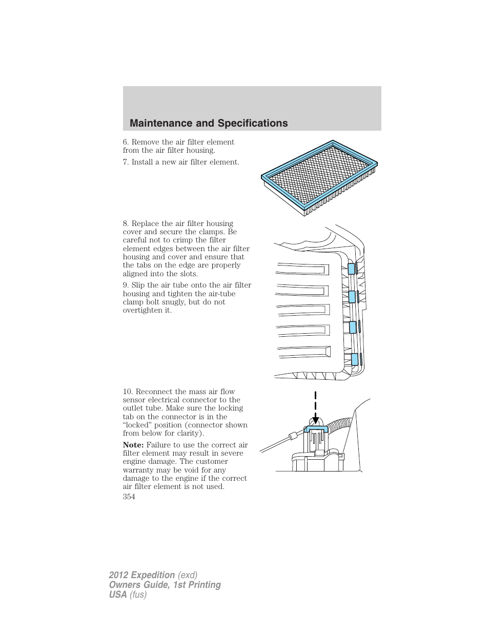 Maintenance and specifications | FORD 2012 Expedition v.1 User Manual | Page 354 / 400