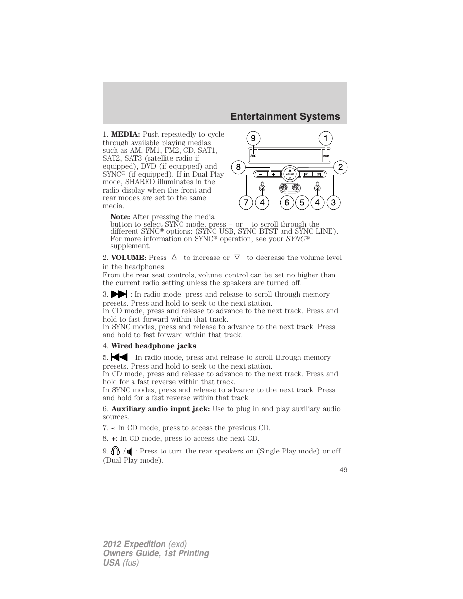 Entertainment systems | FORD 2012 Expedition v.1 User Manual | Page 49 / 400