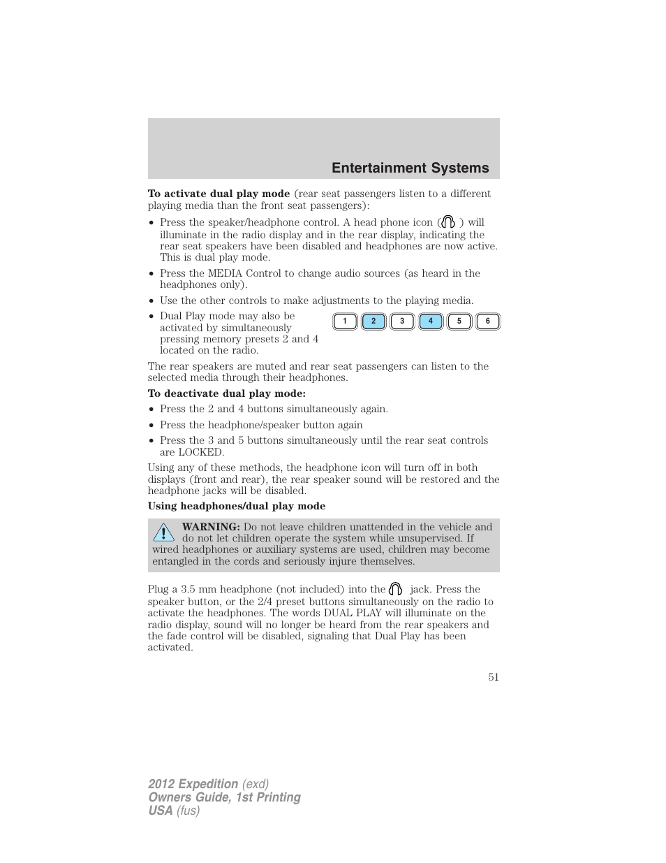 Entertainment systems | FORD 2012 Expedition v.1 User Manual | Page 51 / 400