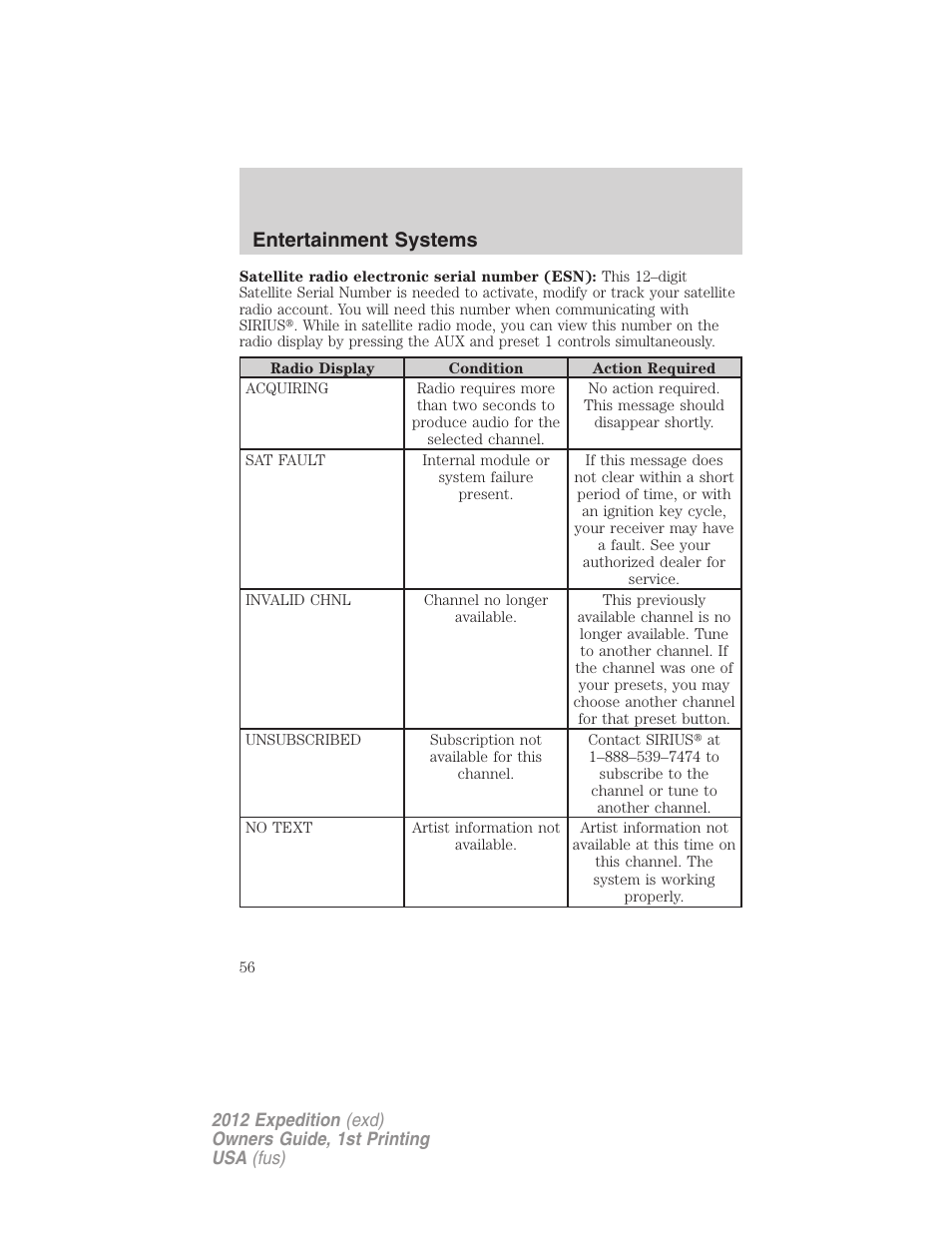 Entertainment systems | FORD 2012 Expedition v.1 User Manual | Page 56 / 400