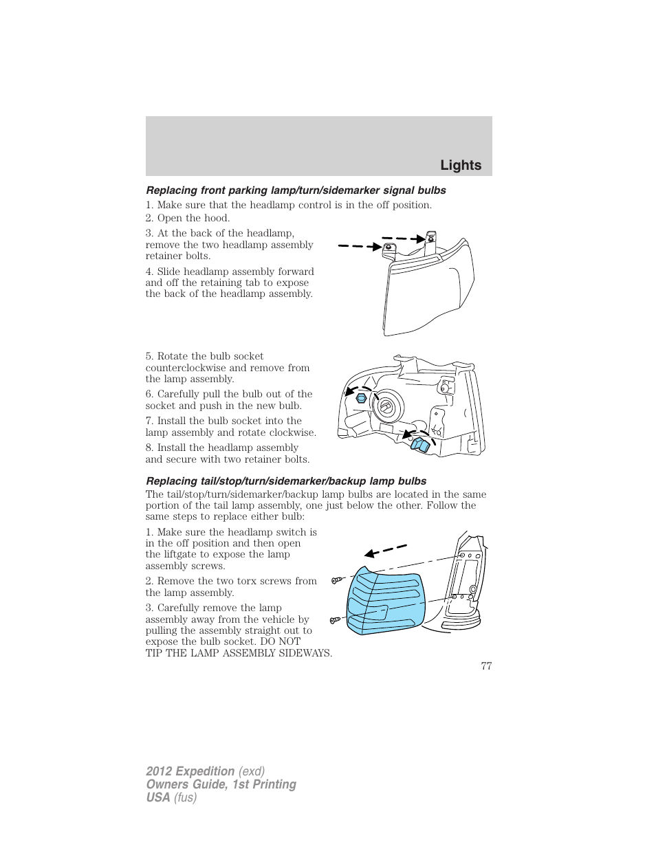 Lights | FORD 2012 Expedition v.1 User Manual | Page 77 / 400