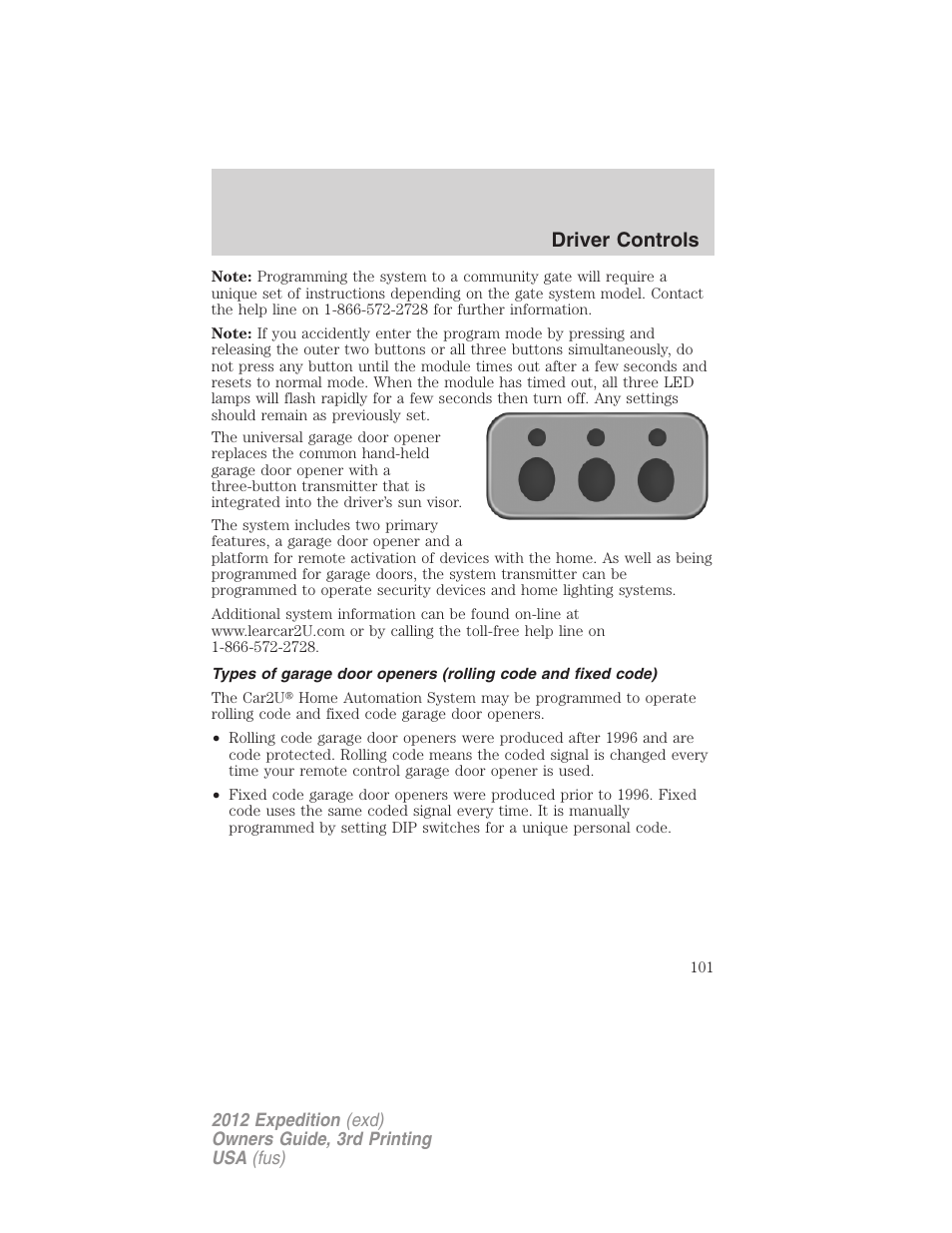 Driver controls | FORD 2012 Expedition v.2 User Manual | Page 101 / 396