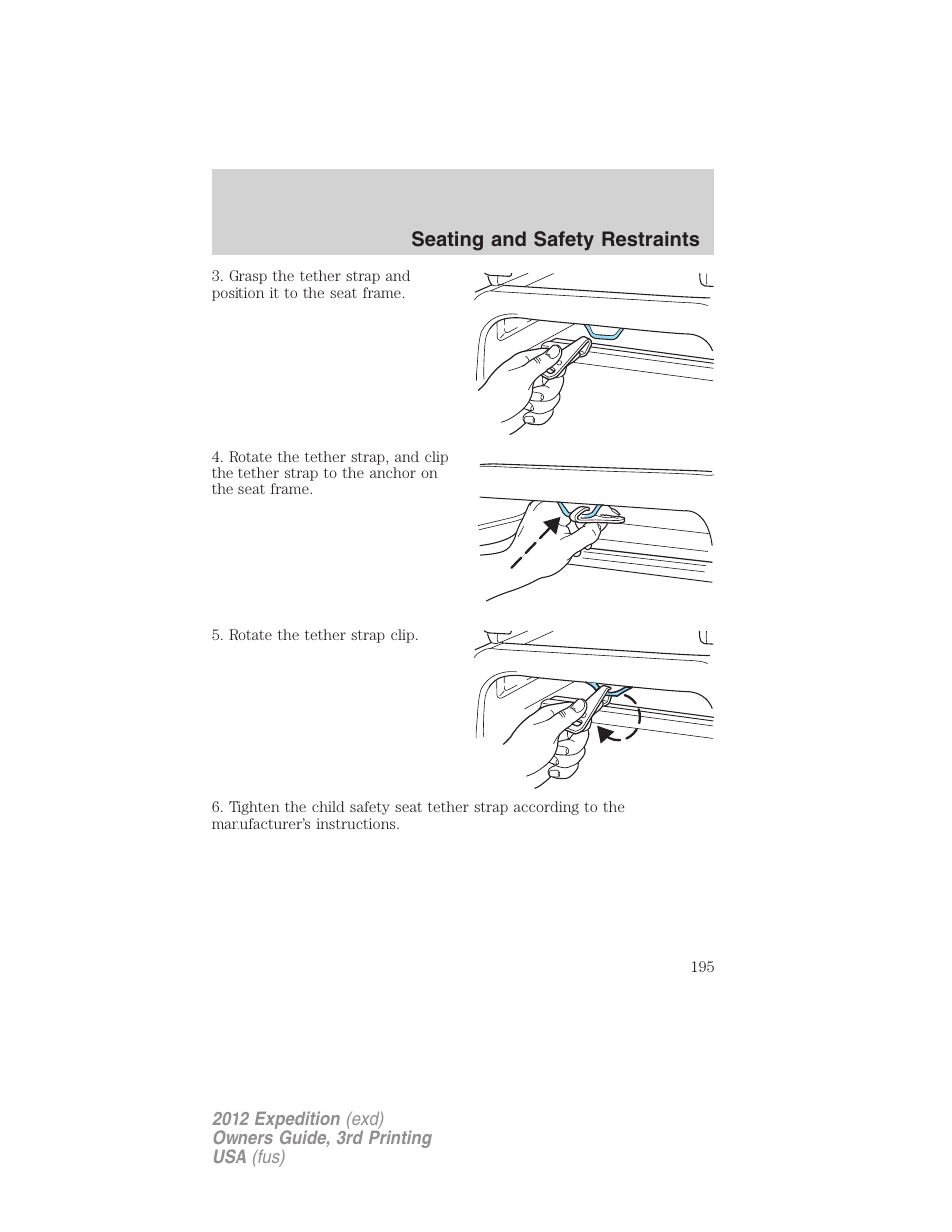 Seating and safety restraints | FORD 2012 Expedition v.2 User Manual | Page 195 / 396