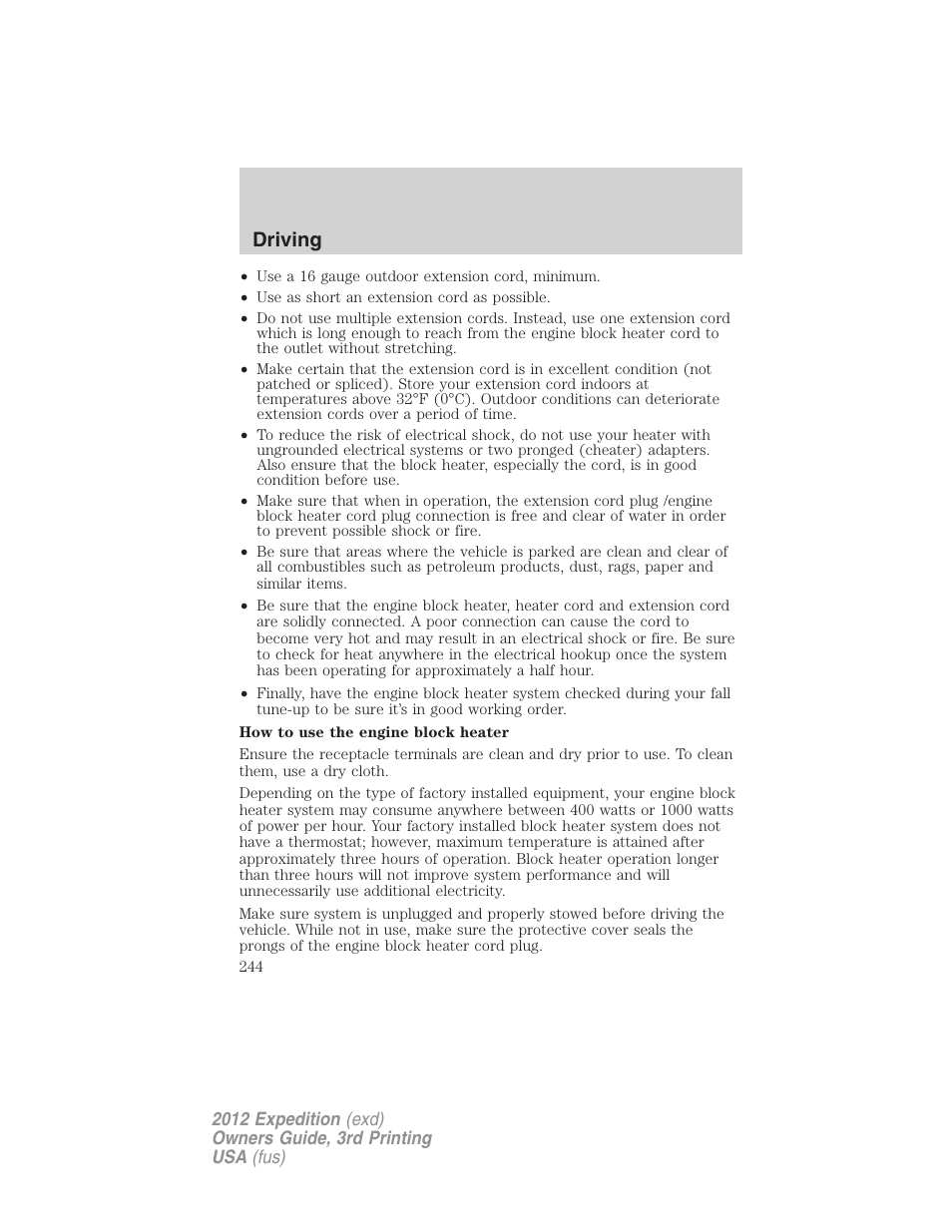 Driving | FORD 2012 Expedition v.2 User Manual | Page 244 / 396