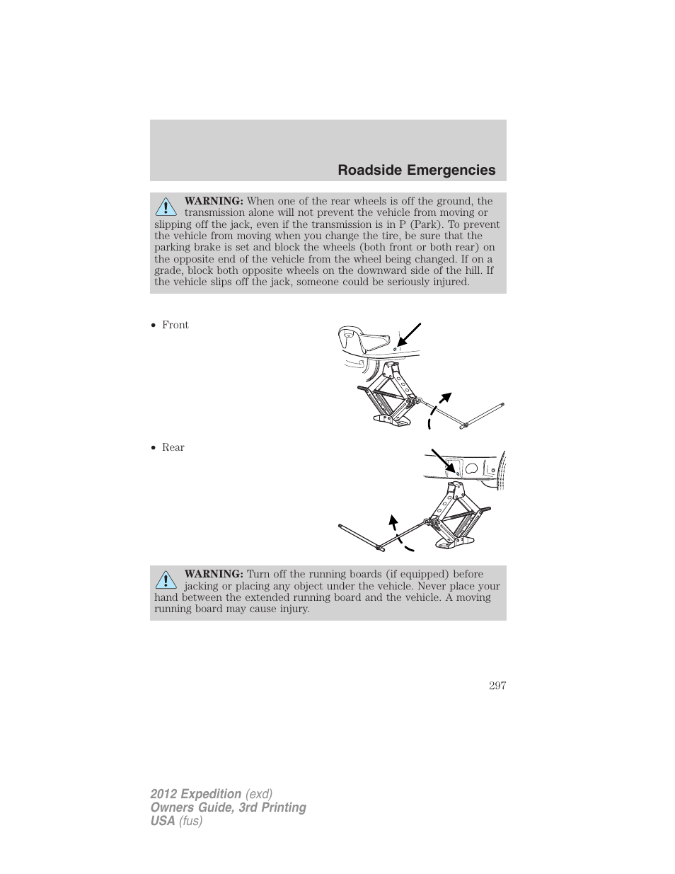 Roadside emergencies | FORD 2012 Expedition v.2 User Manual | Page 297 / 396