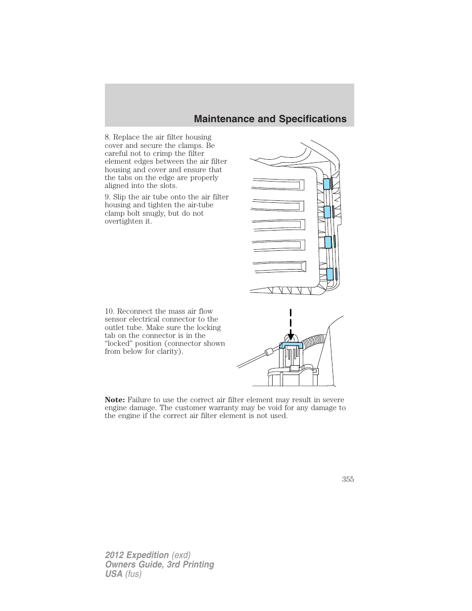 Maintenance and specifications | FORD 2012 Expedition v.2 User Manual | Page 355 / 396