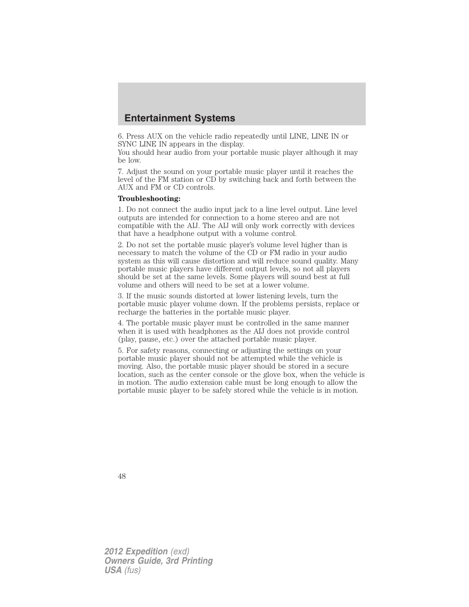 Entertainment systems | FORD 2012 Expedition v.2 User Manual | Page 48 / 396