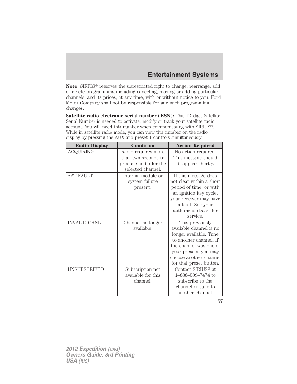 Entertainment systems | FORD 2012 Expedition v.2 User Manual | Page 57 / 396