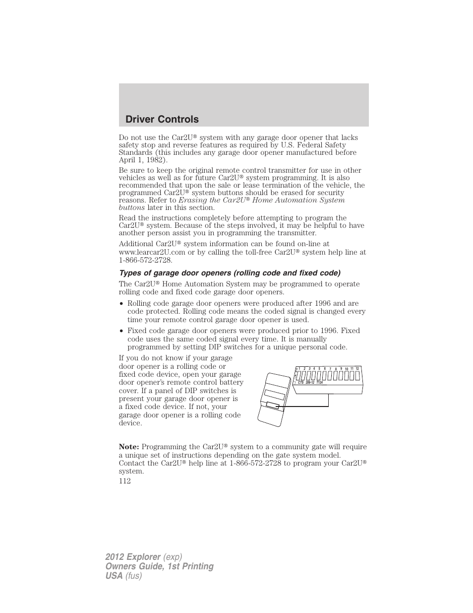 Driver controls | FORD 2012 Explorer v.1 User Manual | Page 112 / 439