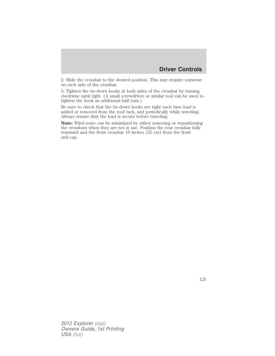 Driver controls | FORD 2012 Explorer v.1 User Manual | Page 125 / 439