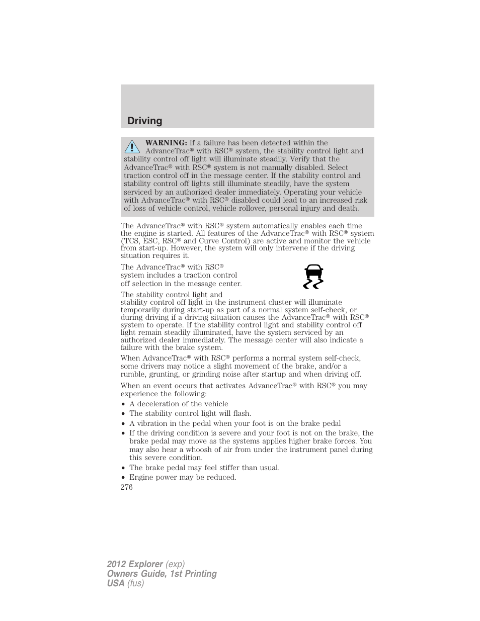 Driving | FORD 2012 Explorer v.1 User Manual | Page 276 / 439