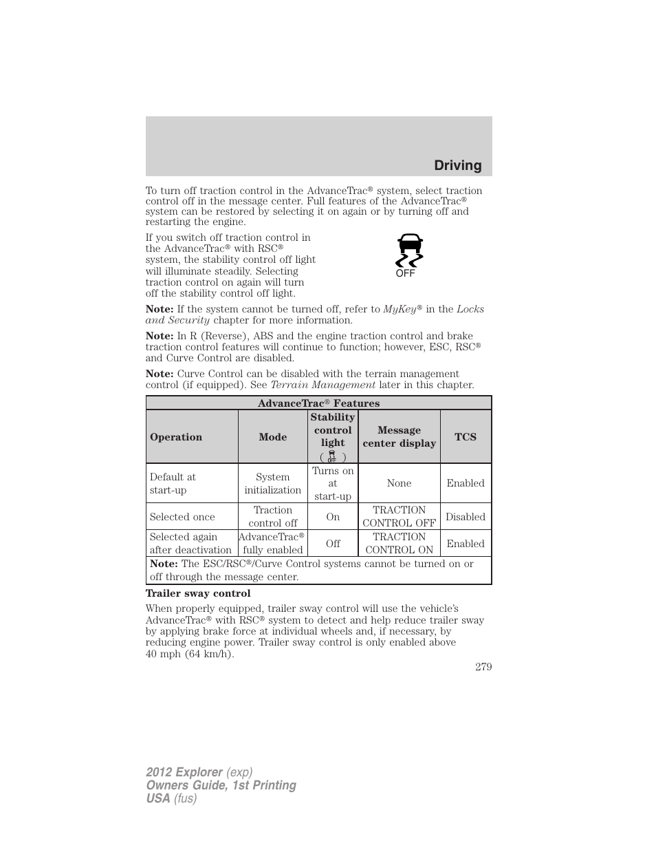 Driving | FORD 2012 Explorer v.1 User Manual | Page 279 / 439