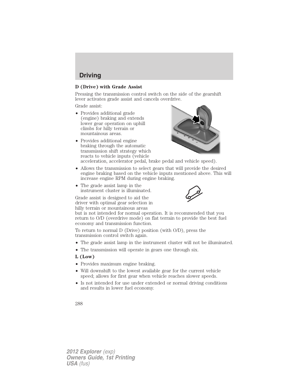 Driving | FORD 2012 Explorer v.1 User Manual | Page 288 / 439