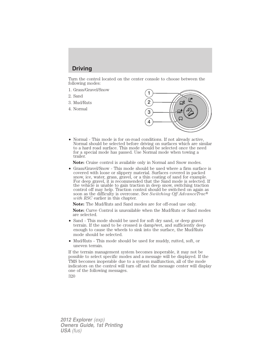 Driving | FORD 2012 Explorer v.1 User Manual | Page 320 / 439