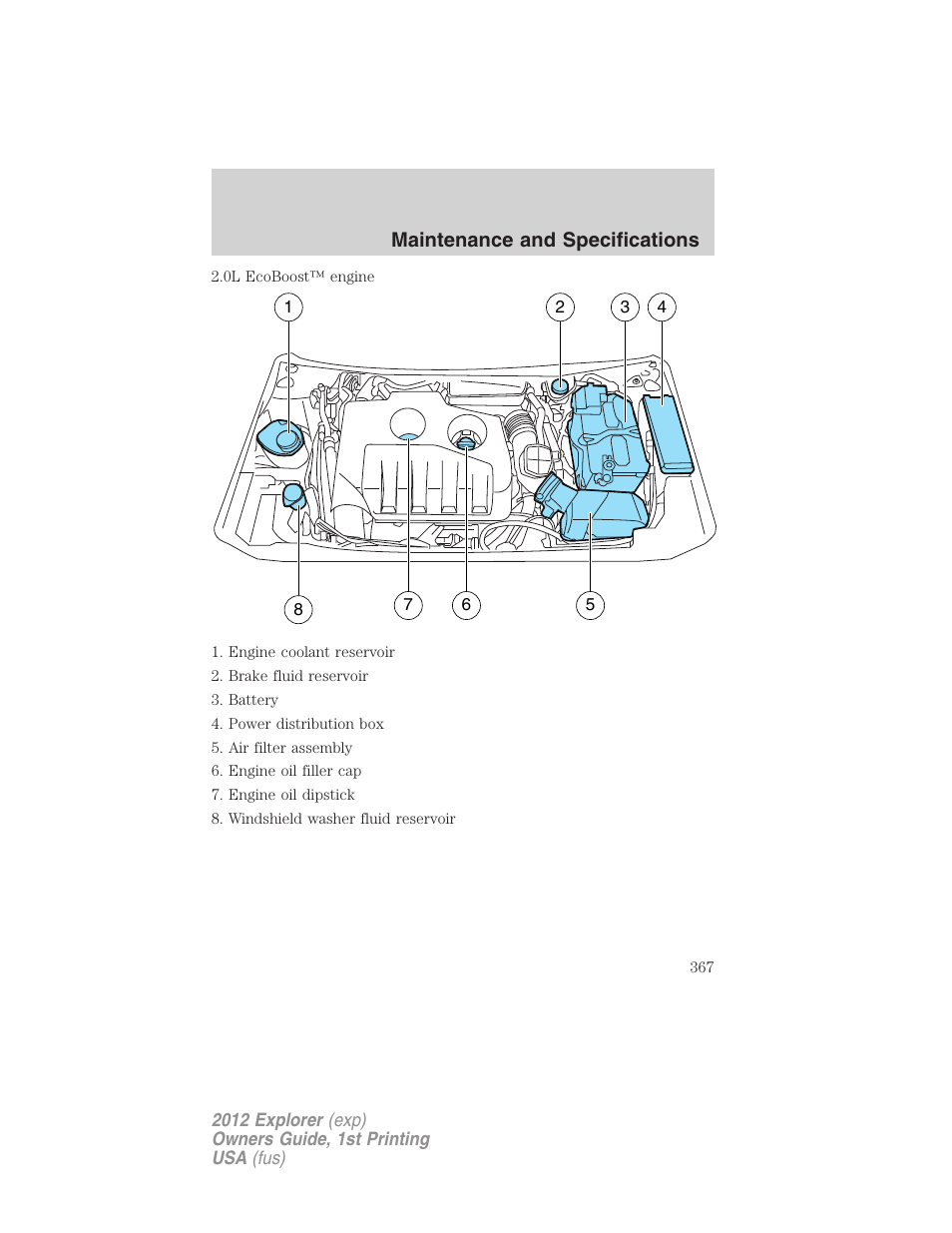 Maintenance and specifications | FORD 2012 Explorer v.1 User Manual | Page 367 / 439