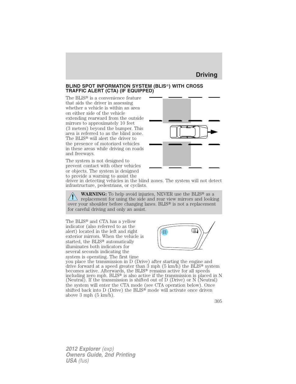 Driving | FORD 2012 Explorer v.2 User Manual | Page 305 / 438