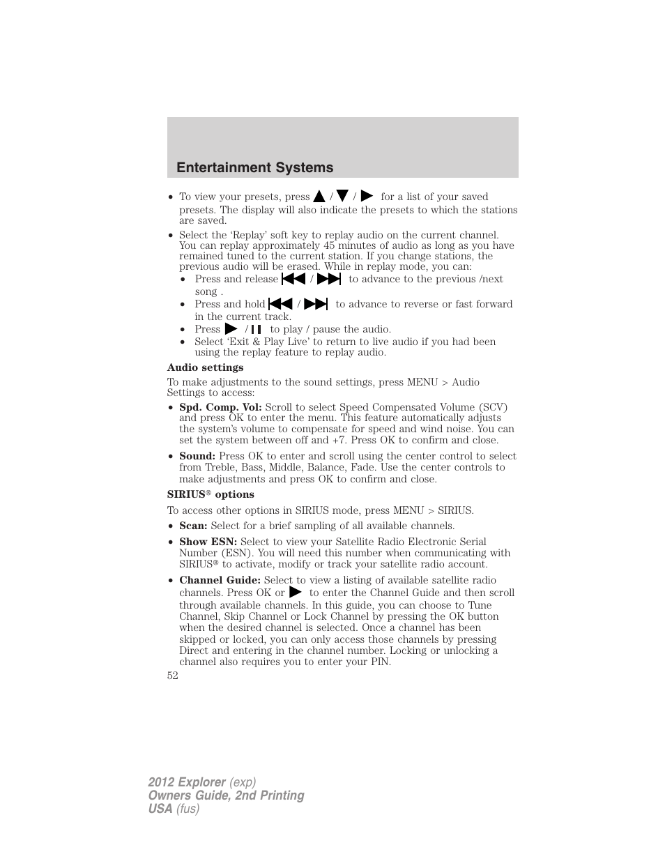 Entertainment systems | FORD 2012 Explorer v.2 User Manual | Page 52 / 438