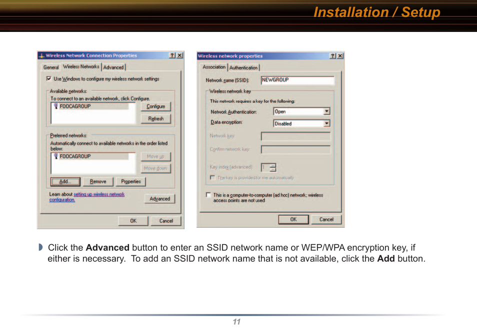 Installation / setup | Buffalo Technology WLI2-CB-G54L User Manual | Page 11 / 46