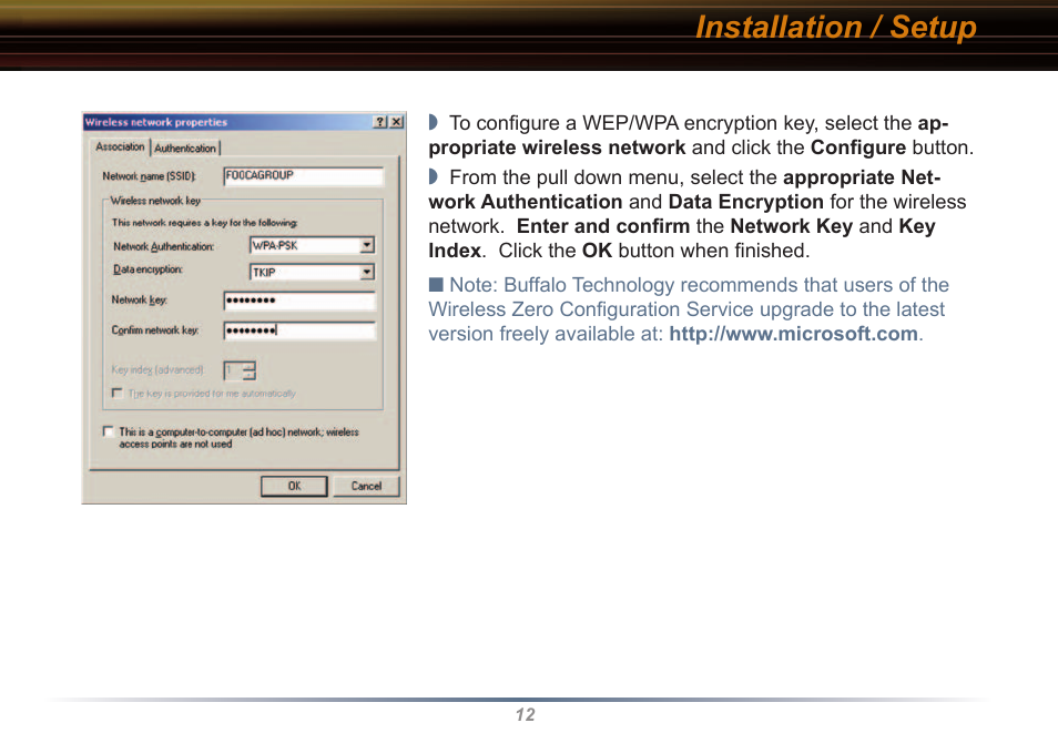 Installation / setup | Buffalo Technology WLI2-CB-G54L User Manual | Page 12 / 46