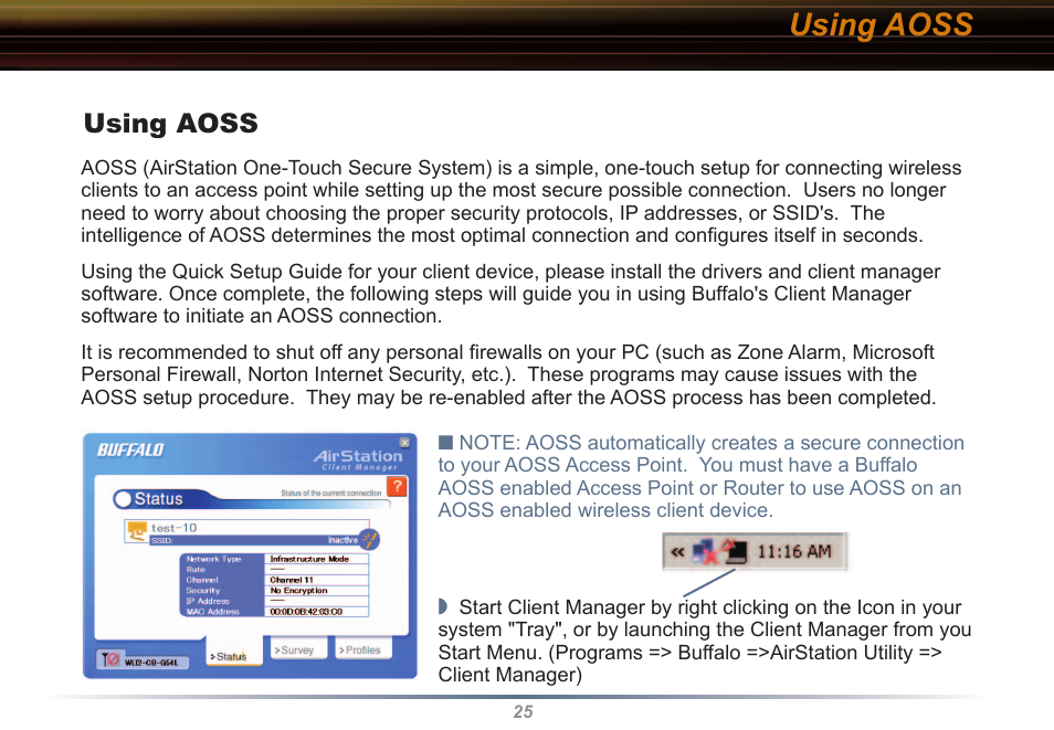 Using aoss | Buffalo Technology WLI2-CB-G54L User Manual | Page 25 / 46