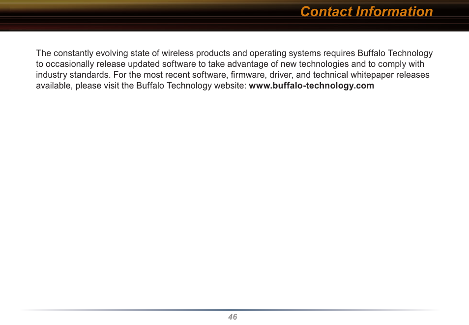 Contact information | Buffalo Technology WLI2-CB-G54L User Manual | Page 46 / 46