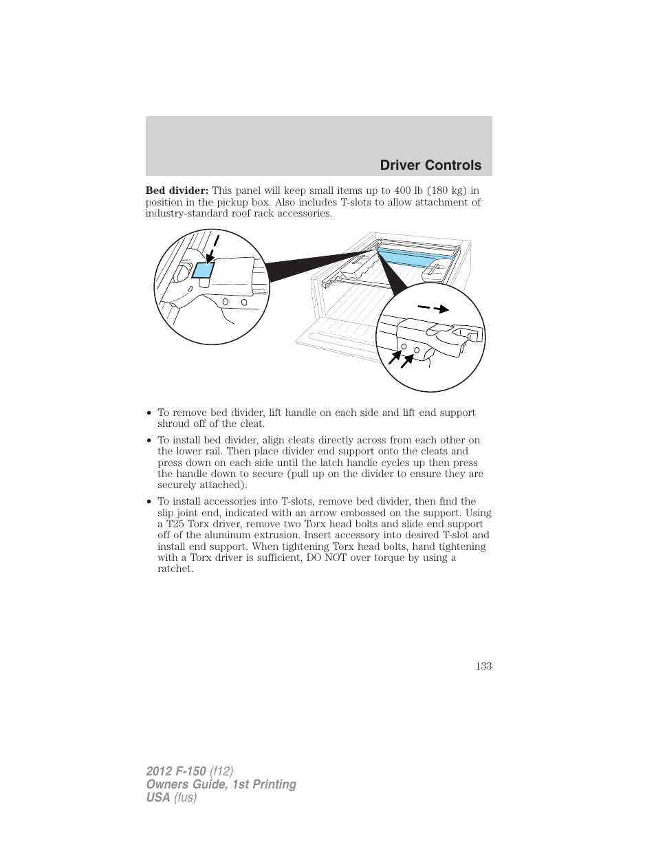 Driver controls | FORD 2012 F-150 Raptor v.1 User Manual | Page 133 / 462