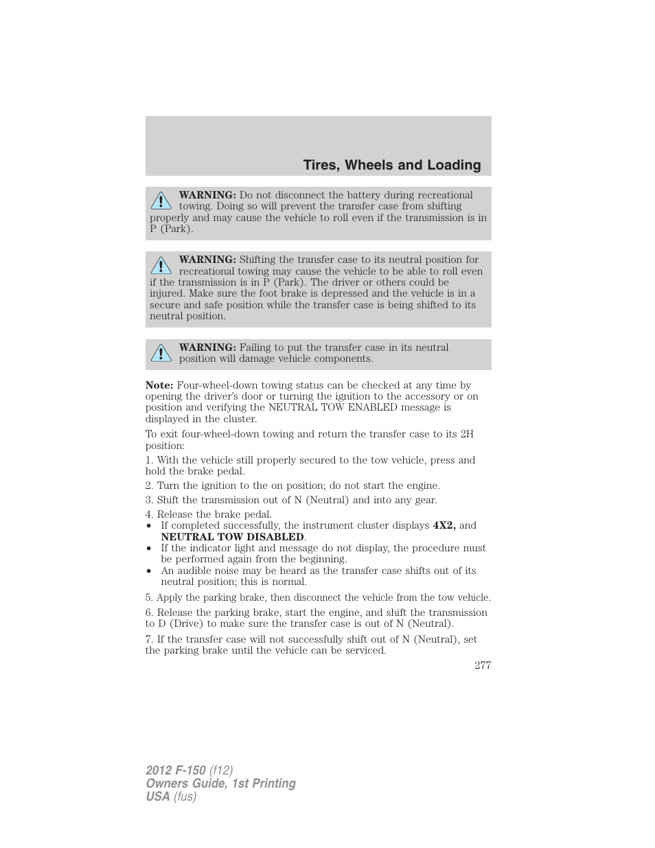 Tires, wheels and loading | FORD 2012 F-150 Raptor v.1 User Manual | Page 277 / 462