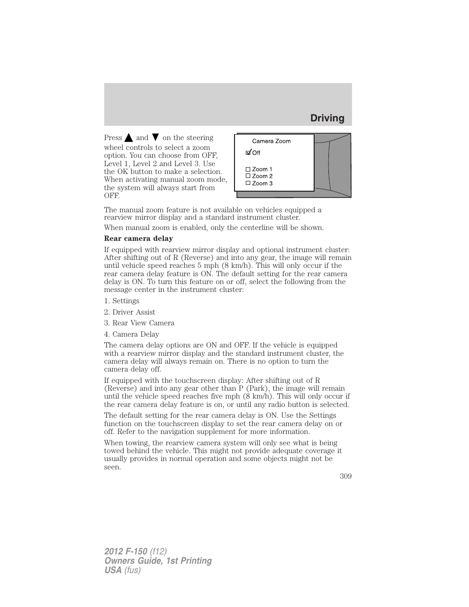 Driving | FORD 2012 F-150 Raptor v.1 User Manual | Page 309 / 462