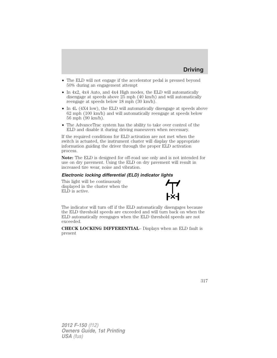Driving | FORD 2012 F-150 Raptor v.1 User Manual | Page 317 / 462