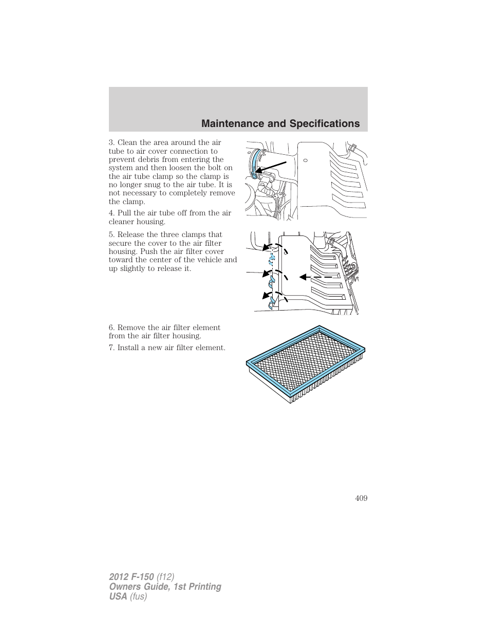 Maintenance and specifications | FORD 2012 F-150 Raptor v.1 User Manual | Page 409 / 462