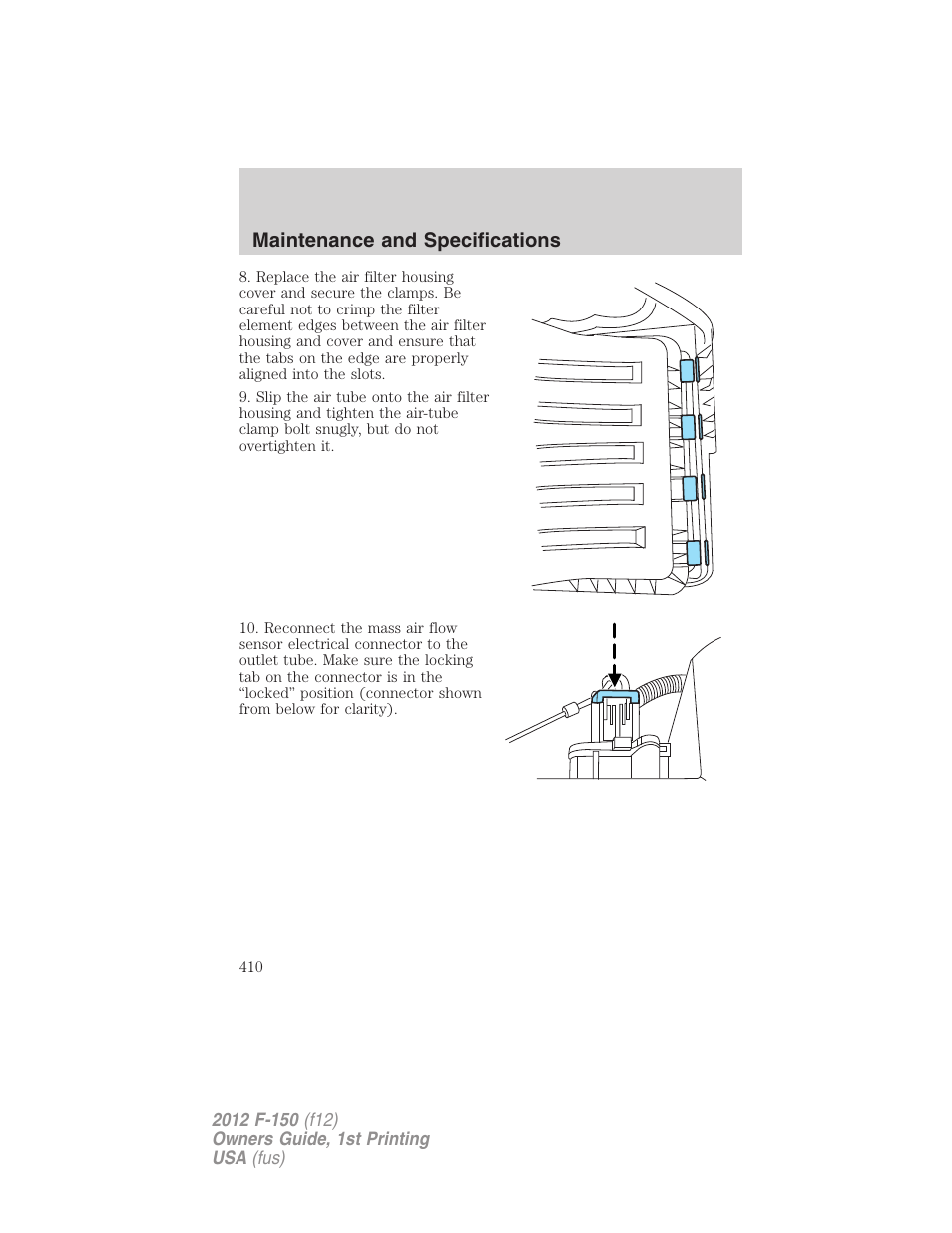 Maintenance and specifications | FORD 2012 F-150 Raptor v.1 User Manual | Page 410 / 462
