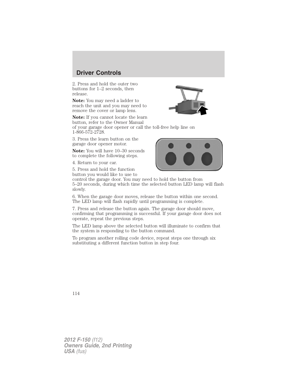 Driver controls | FORD 2012 F-150 Raptor v.2 User Manual | Page 114 / 476