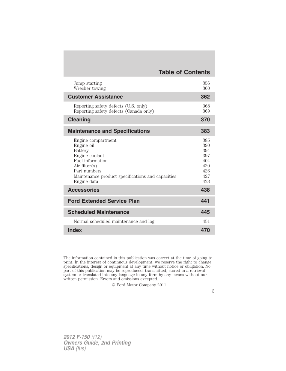 FORD 2012 F-150 Raptor v.2 User Manual | Page 3 / 476