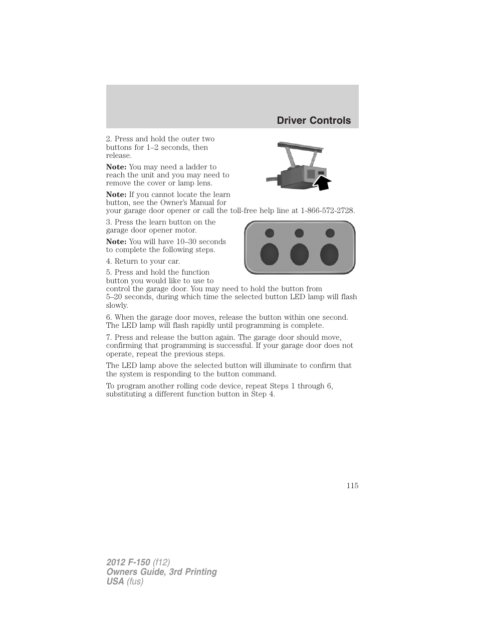 Driver controls | FORD 2012 F-150 Raptor v.3 User Manual | Page 115 / 472