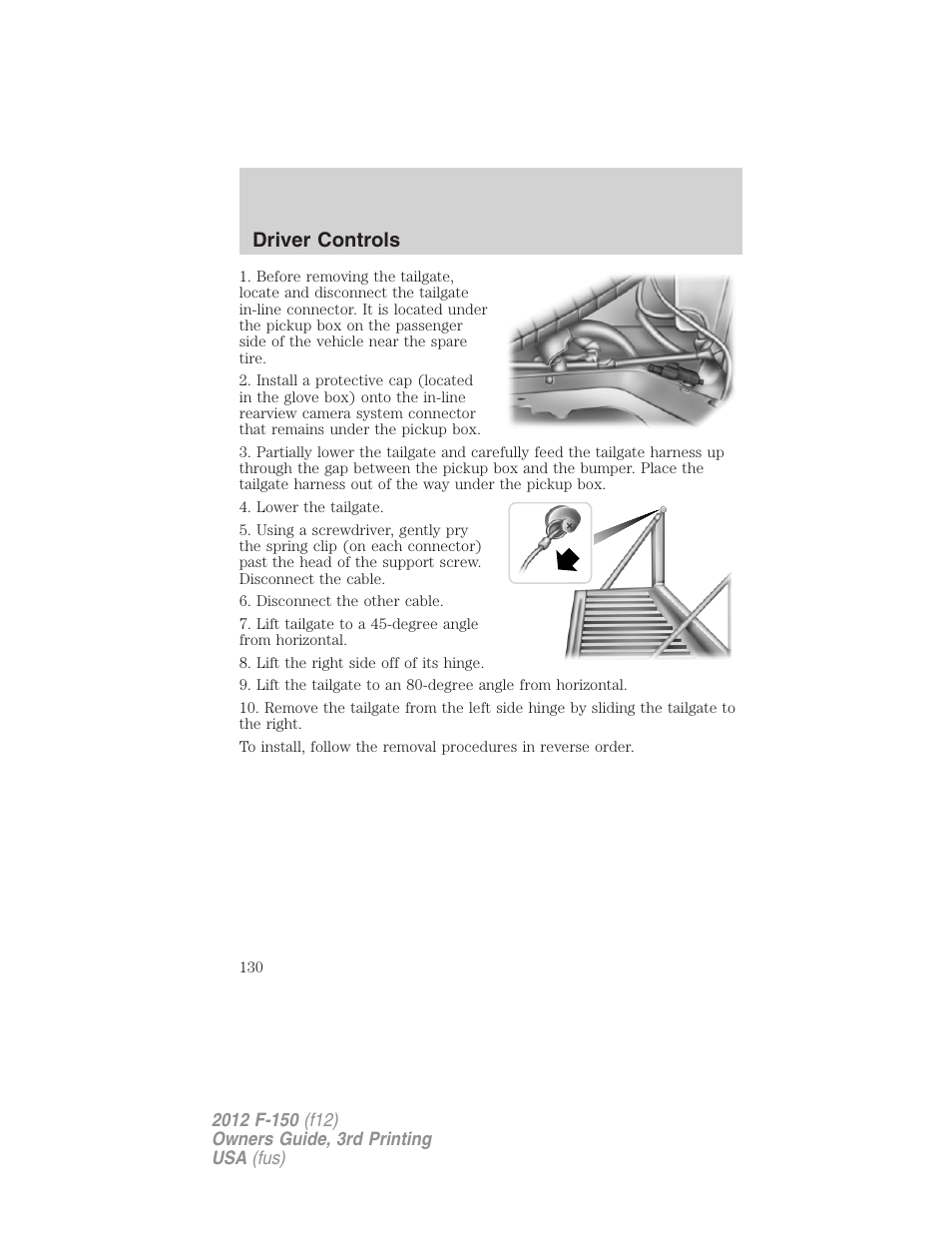Driver controls | FORD 2012 F-150 Raptor v.3 User Manual | Page 130 / 472