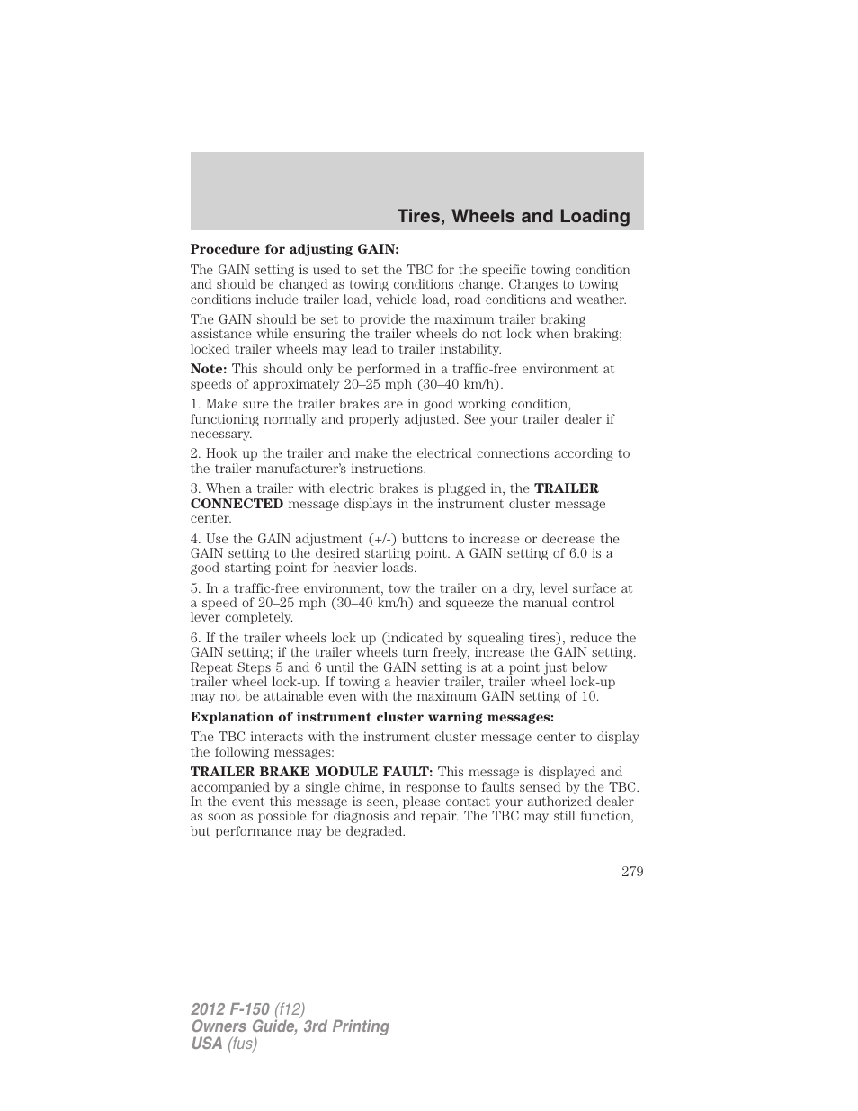 Tires, wheels and loading | FORD 2012 F-150 Raptor v.3 User Manual | Page 279 / 472