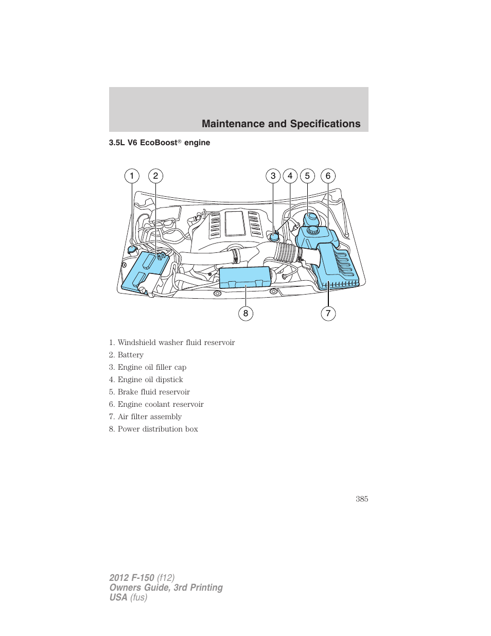 5l v6 ecoboost? engine, Maintenance and specifications | FORD 2012 F-150 Raptor v.3 User Manual | Page 385 / 472