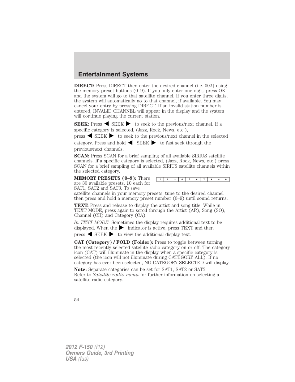 Entertainment systems | FORD 2012 F-150 Raptor v.3 User Manual | Page 54 / 472