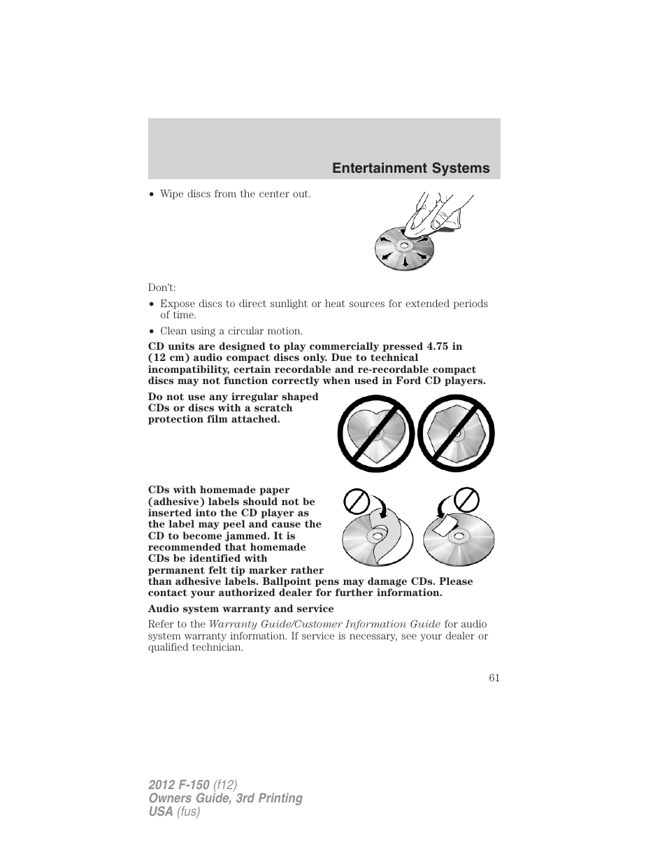 Entertainment systems | FORD 2012 F-150 Raptor v.3 User Manual | Page 61 / 472