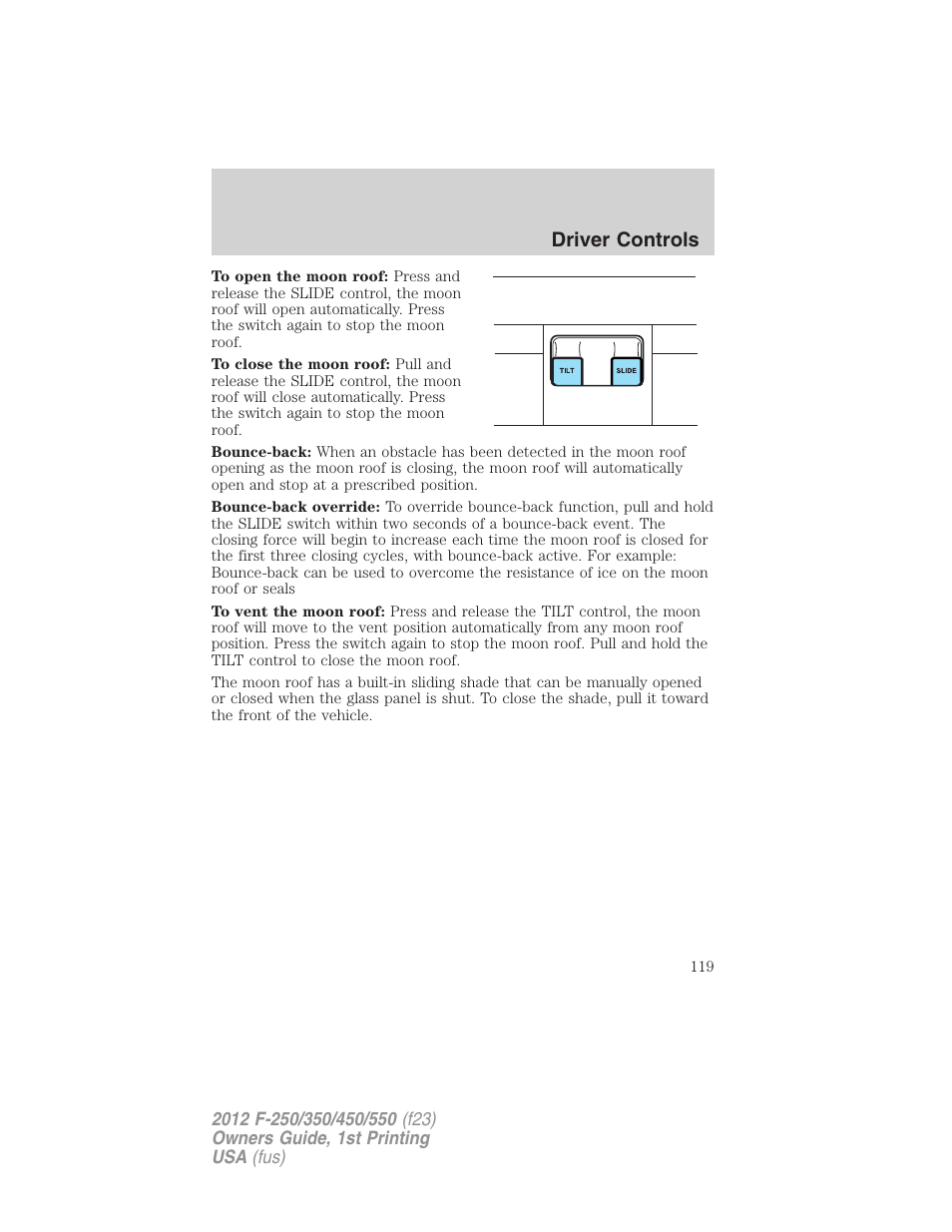 Driver controls | FORD 2012 F-550 v.1 User Manual | Page 119 / 454