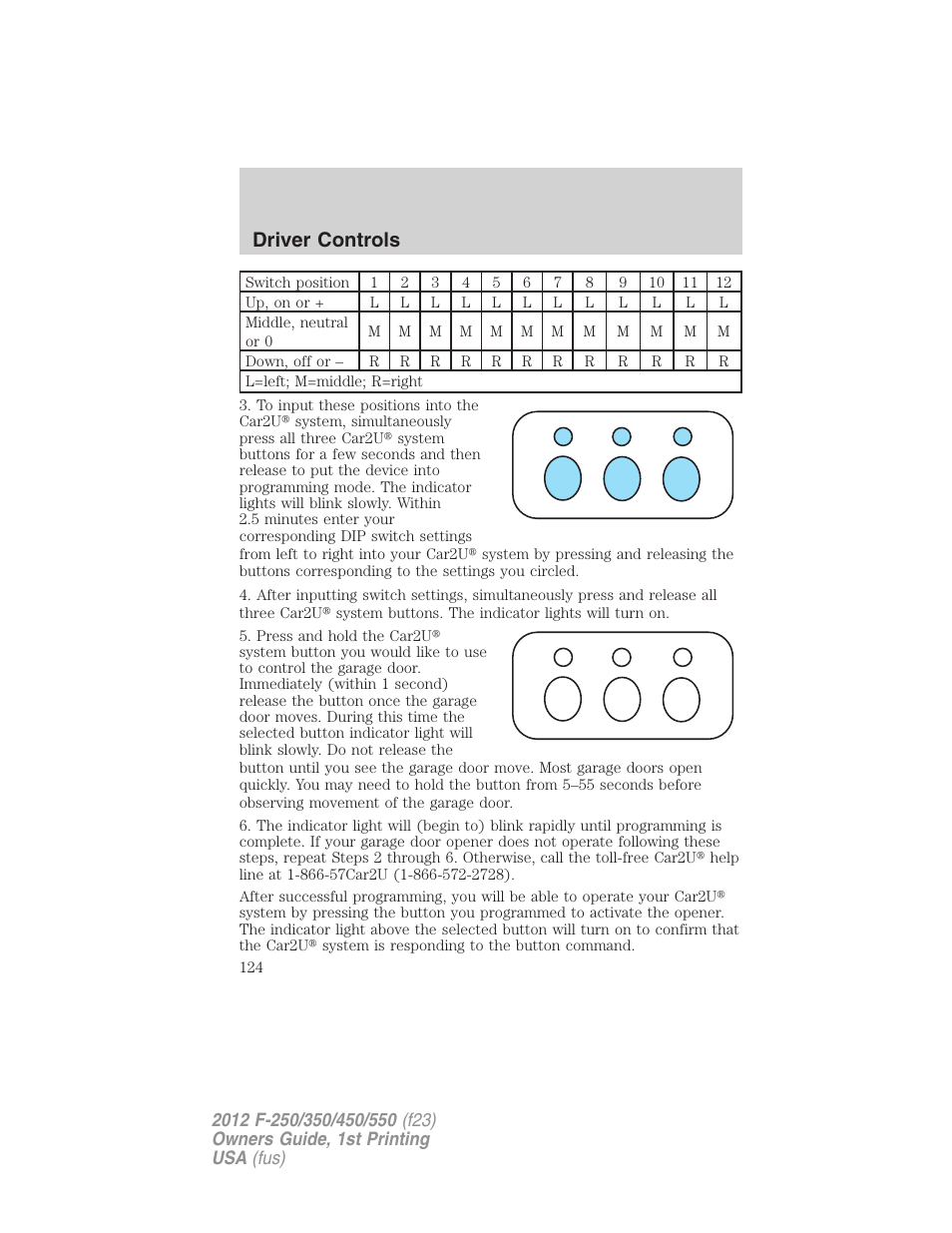 Driver controls | FORD 2012 F-550 v.1 User Manual | Page 124 / 454