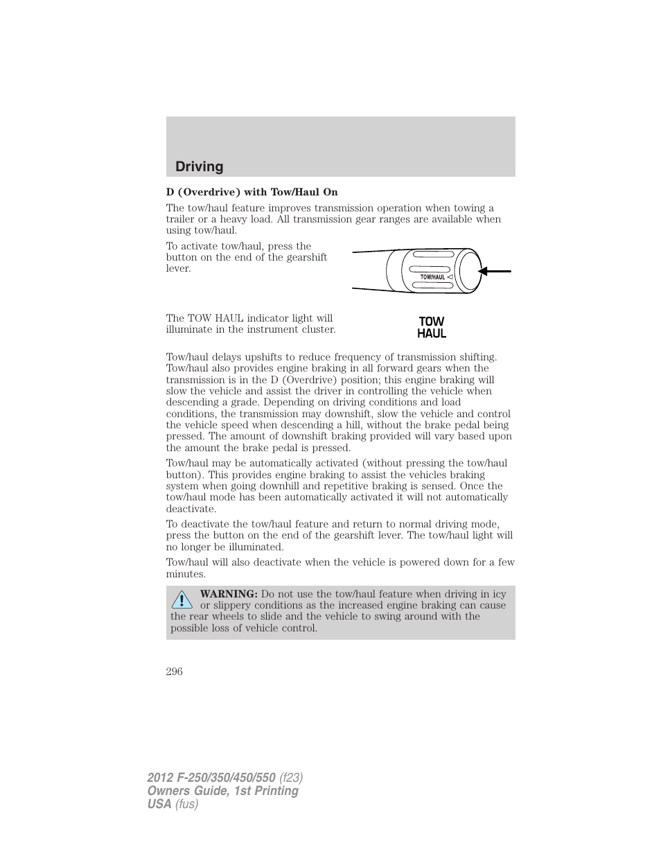 Driving | FORD 2012 F-550 v.1 User Manual | Page 296 / 454