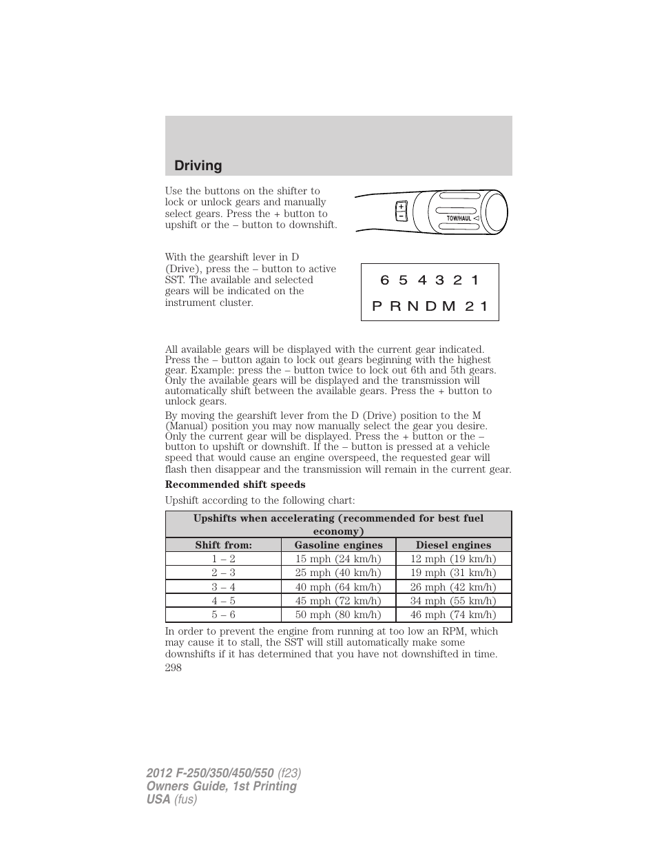 Driving | FORD 2012 F-550 v.1 User Manual | Page 298 / 454