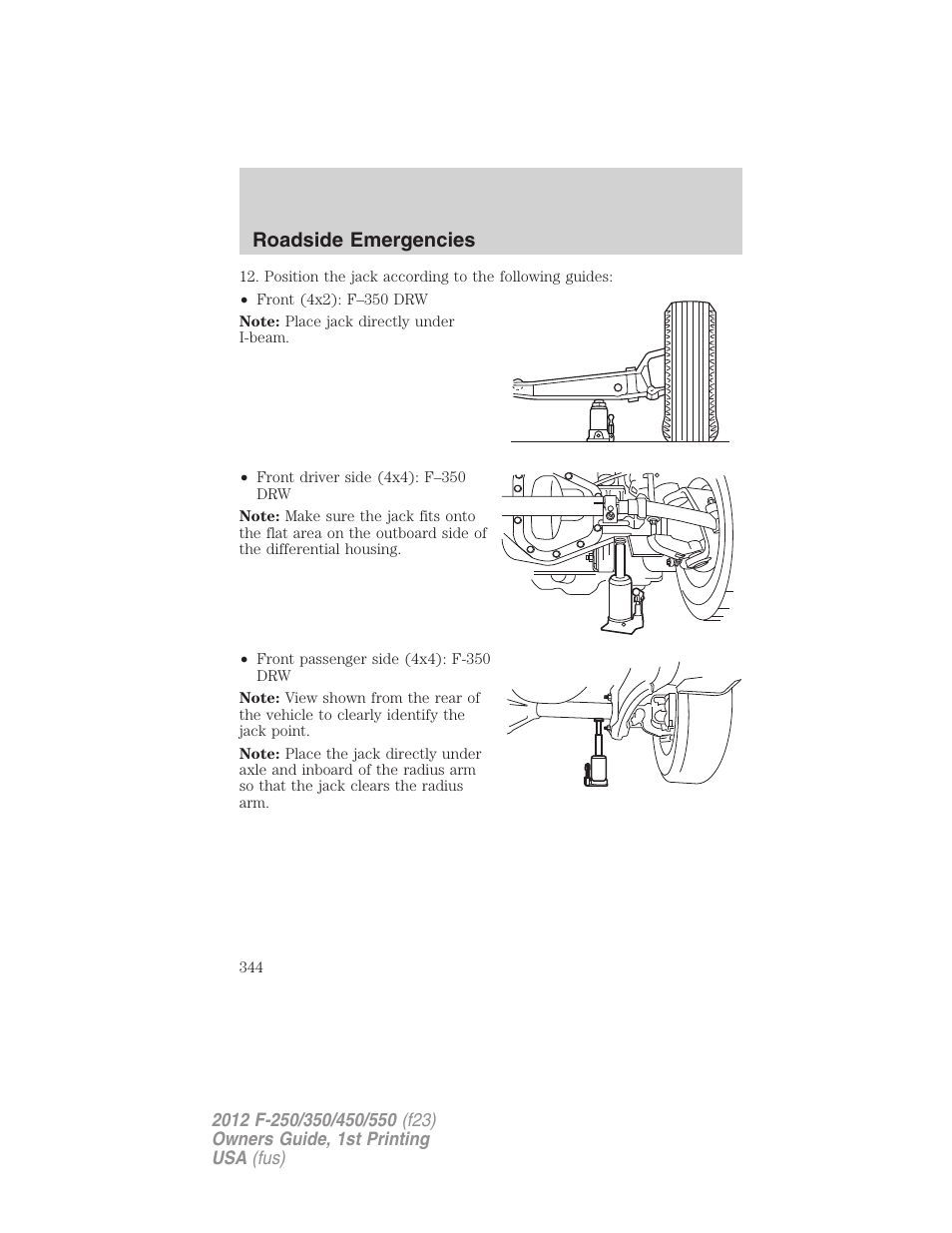 Roadside emergencies | FORD 2012 F-550 v.1 User Manual | Page 344 / 454