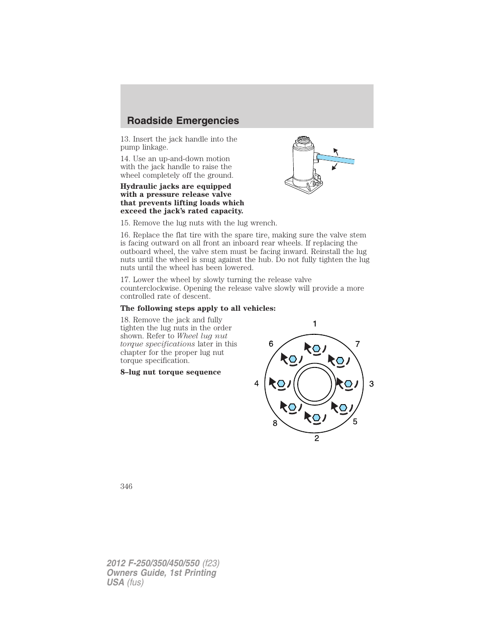 Roadside emergencies | FORD 2012 F-550 v.1 User Manual | Page 346 / 454