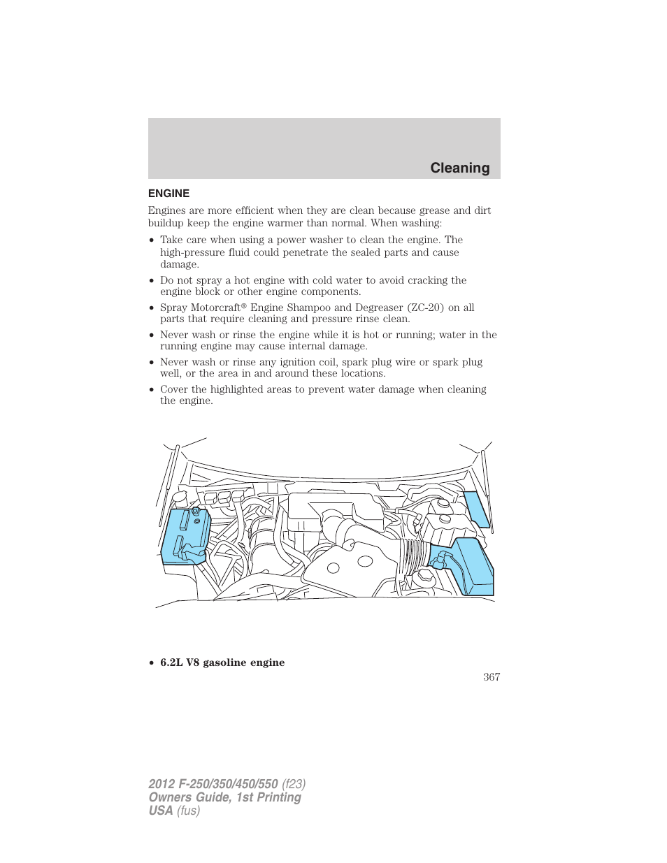 Engine, Cleaning | FORD 2012 F-550 v.1 User Manual | Page 367 / 454